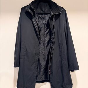Elegant Black Coat with Satin Finish